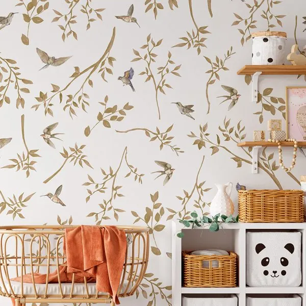Afeto da Natureza Clean — ambiente com o papel de parede aplicado