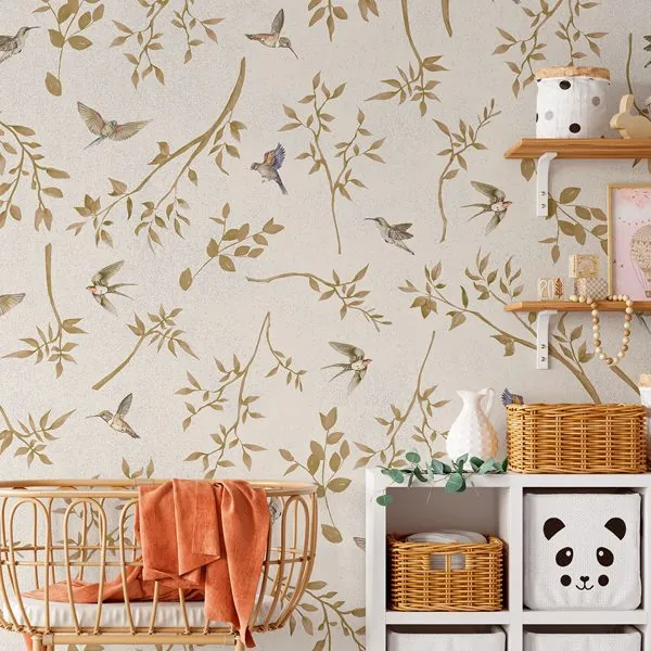 Afeto da Natureza — ambiente com o papel de parede aplicado