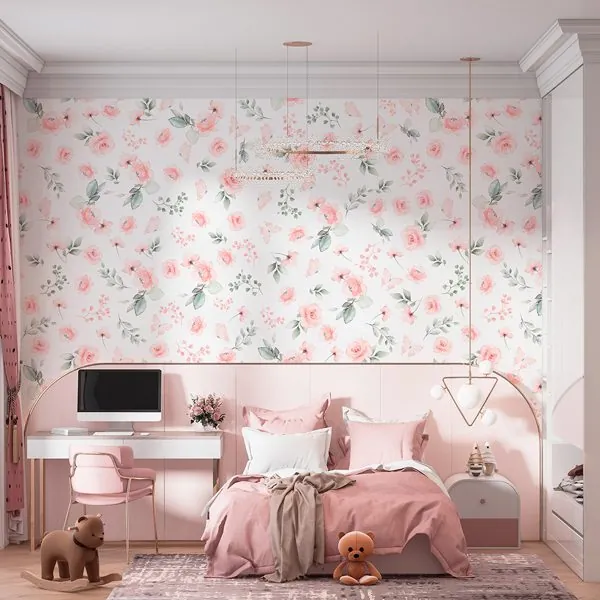 Afeto Feminino — ambiente com o papel de parede aplicado