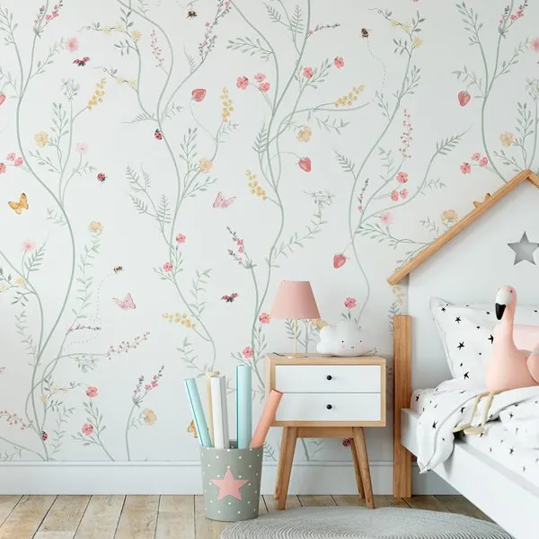 Afeto Primavera — ambiente com o papel de parede aplicado