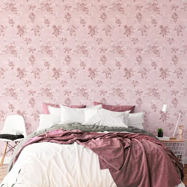 Anticatto Rose — ambiente com o papel de parede aplicado