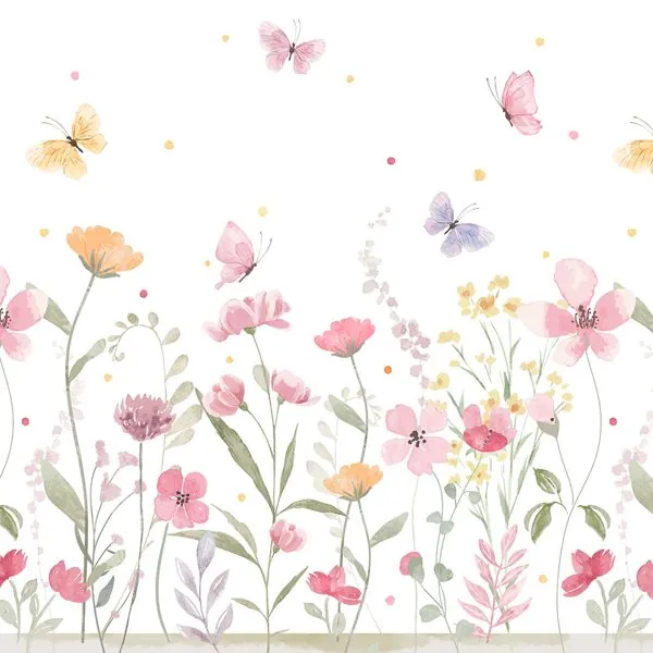 Aquarela Jardim com Borboletas — estampa do papel de parede