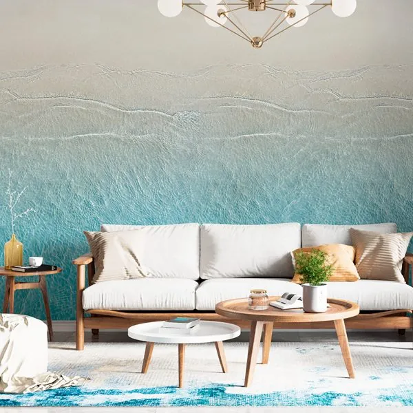 Areia e Mar — ambiente com o papel de parede aplicado