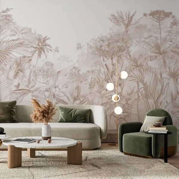 Art Mata Camurça — ambiente com o papel de parede aplicado