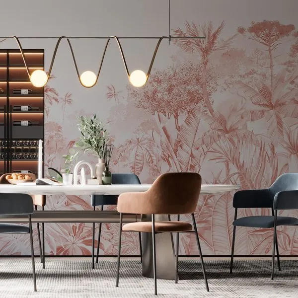 Art Mata Mocha Mousse — ambiente com o papel de parede aplicado