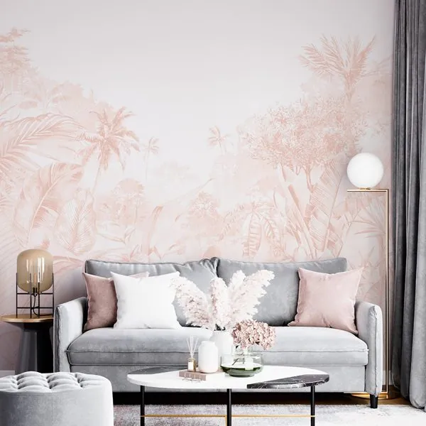Art Mata Rose — ambiente com o papel de parede aplicado
