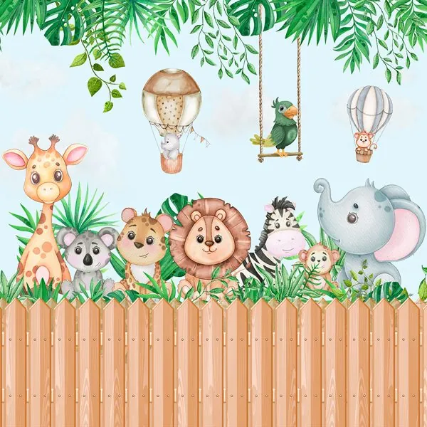 Bebê Safari Fofura — estampa do papel de parede