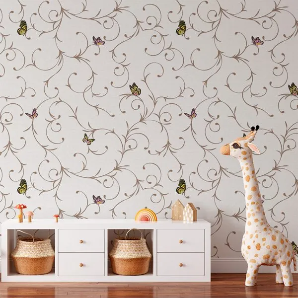 Borboletas Arabesque — ambiente com o papel de parede aplicado