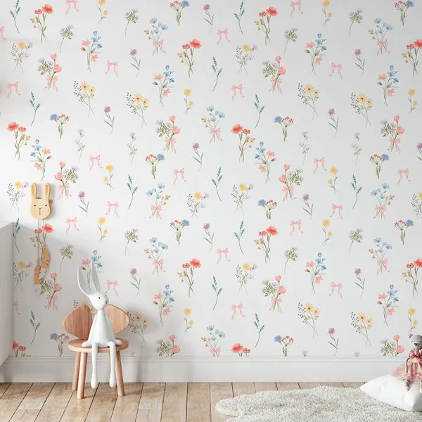 Buquê Afeto — ambiente com o papel de parede aplicado