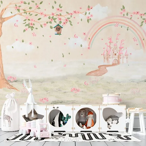 Caminho para o Castelo — ambiente com o papel de parede aplicado