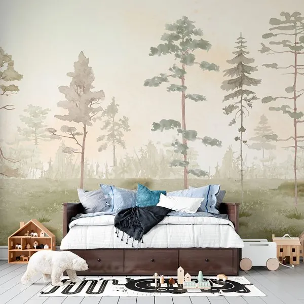 Campo Aquarela — ambiente com o papel de parede aplicado