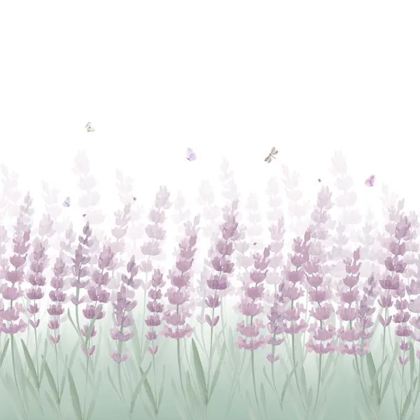 Campo de Lavanda Aquarela — estampa do papel de parede