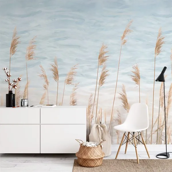 Capim dos Pampas — ambiente com o papel de parede aplicado