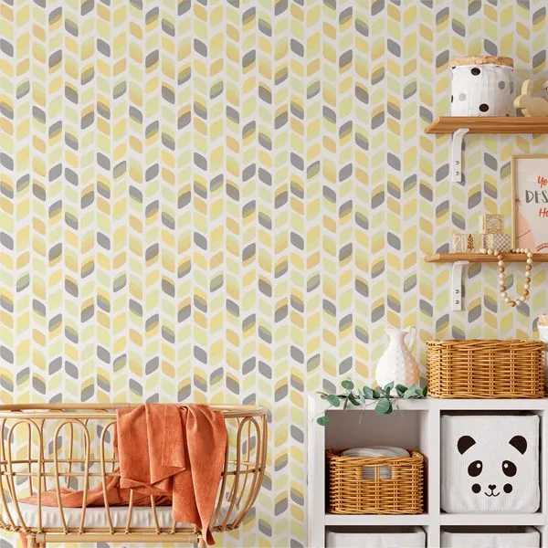 Charming Amarelo — ambiente com o papel de parede aplicado