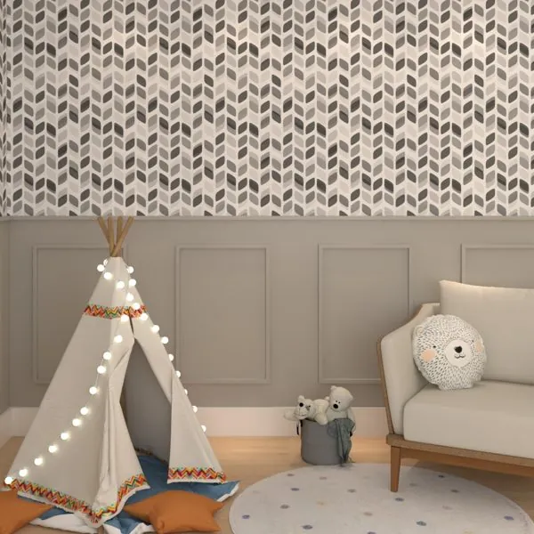 Charming Cinza — ambiente com o papel de parede aplicado