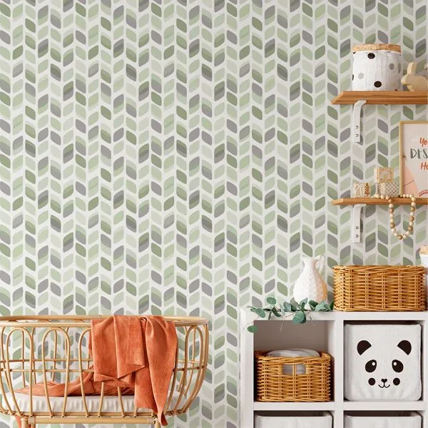 Charming Verde — ambiente com o papel de parede aplicado