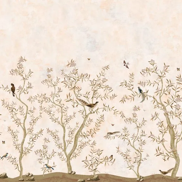 Chinoiserie Pêssego — estampa do papel de parede