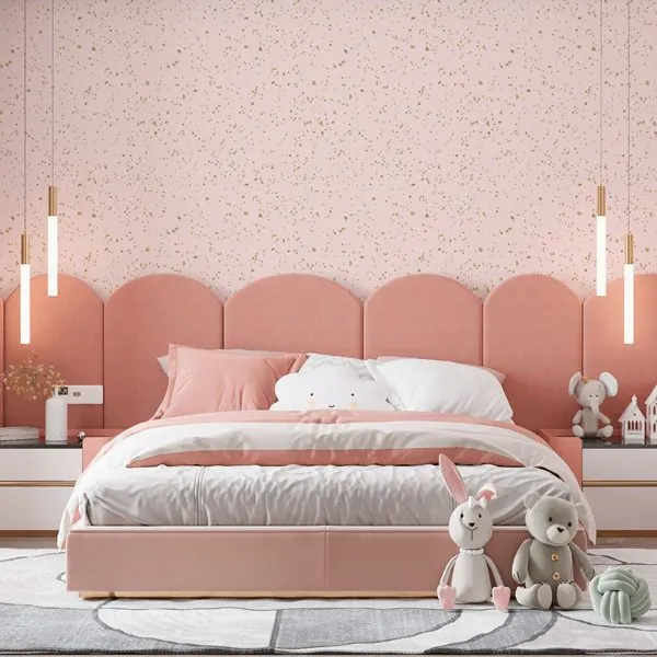 Confetti Gold Rose — ambiente com o papel de parede aplicado