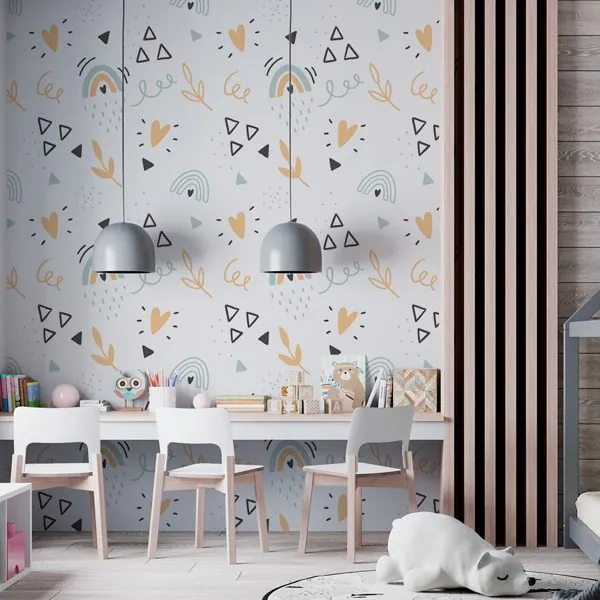 Cute Arco Íris Tiffany — ambiente com o papel de parede aplicado