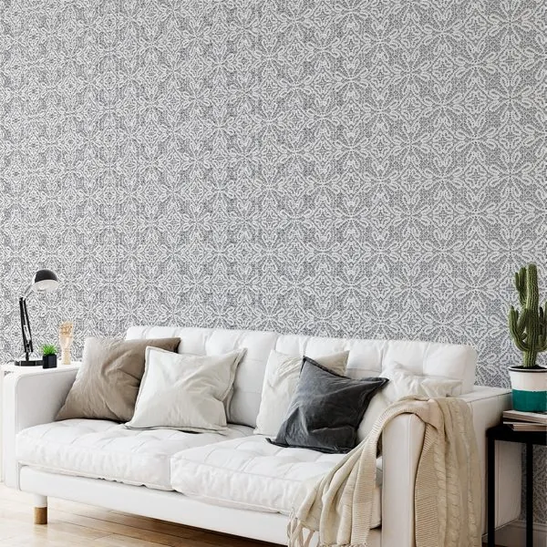 Elegance Cinza — ambiente com o papel de parede aplicado