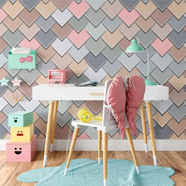 Escamas Coloridas — ambiente com o papel de parede aplicado