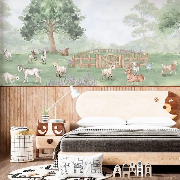 Fazendinha das Cabras — ambiente com o papel de parede aplicado