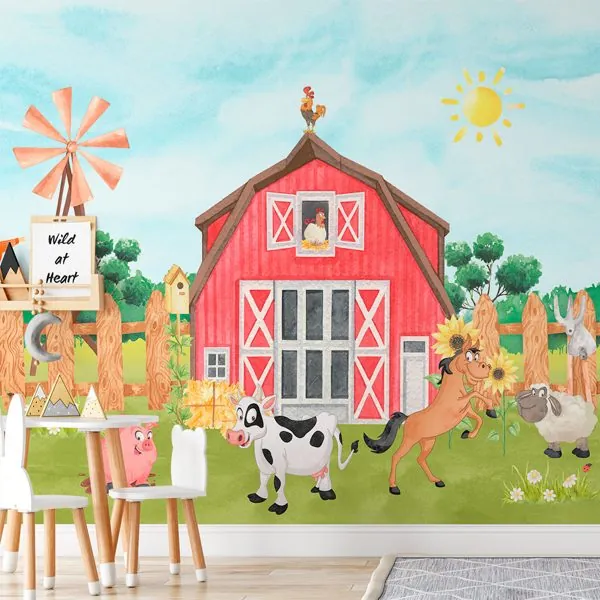 Fazendinha — ambiente com o papel de parede aplicado