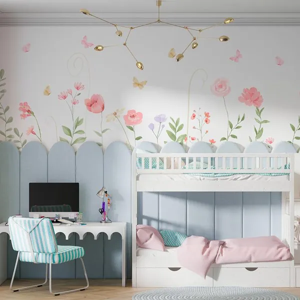 Floral Cute — ambiente com o papel de parede aplicado