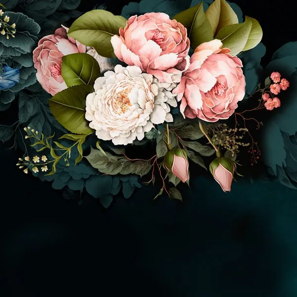 Floral Preto — estampa do papel de parede