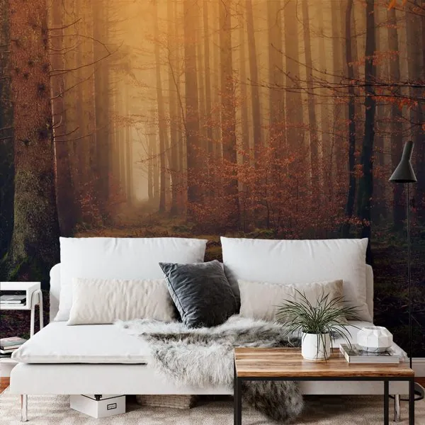 Floresta Laranja — ambiente com o papel de parede aplicado