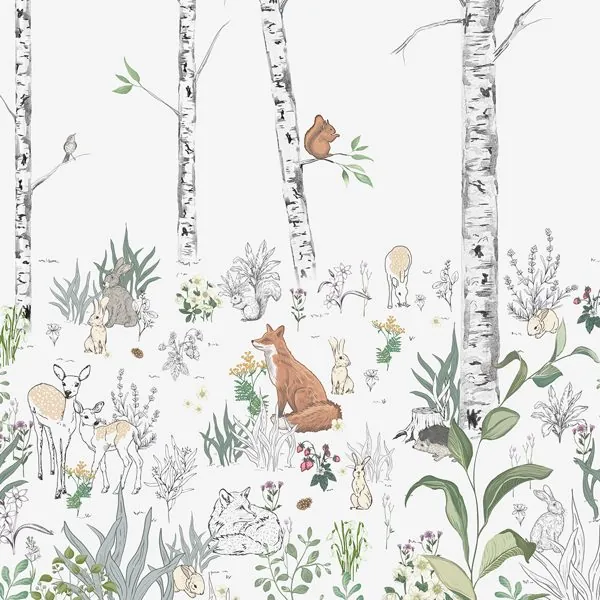 Floresta Mágica Clean — estampa do papel de parede