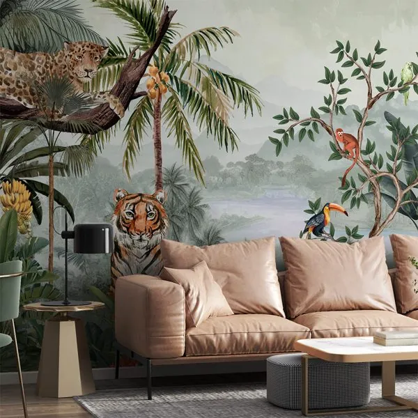 Floresta Savage — ambiente com o papel de parede aplicado