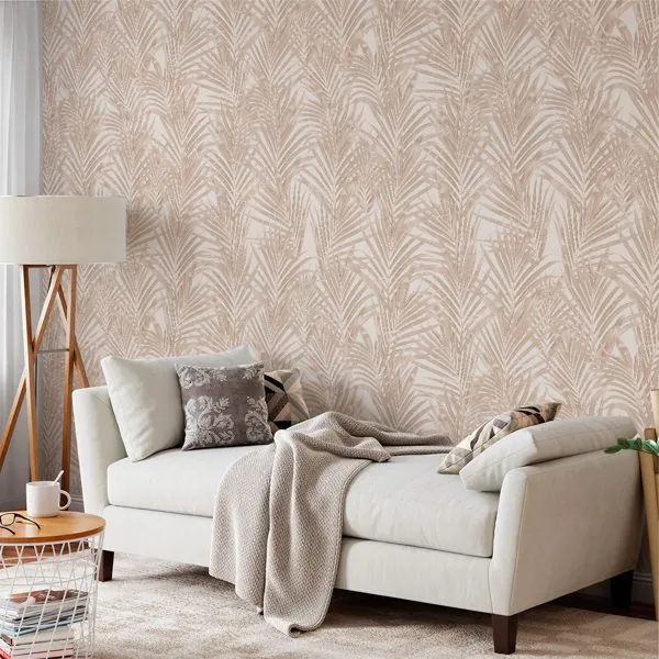 Folhagem Areia — ambiente com o papel de parede aplicado