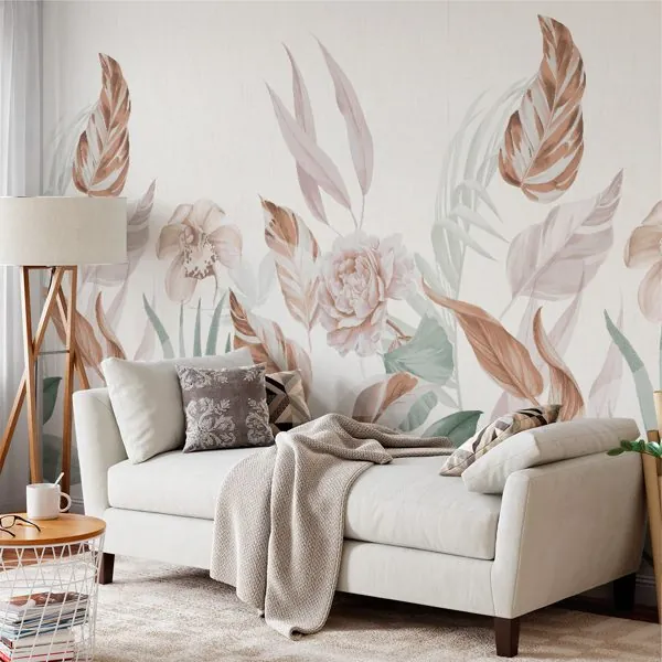 Folhagem Exotics — ambiente com o papel de parede aplicado