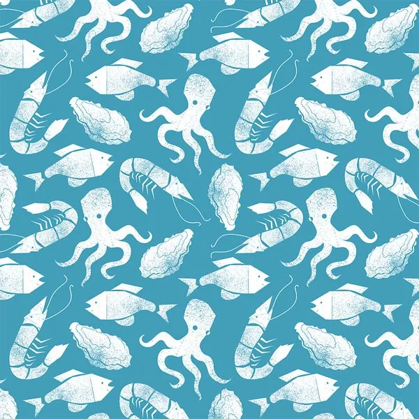 Frutos do Mar Azul — estampa do papel de parede