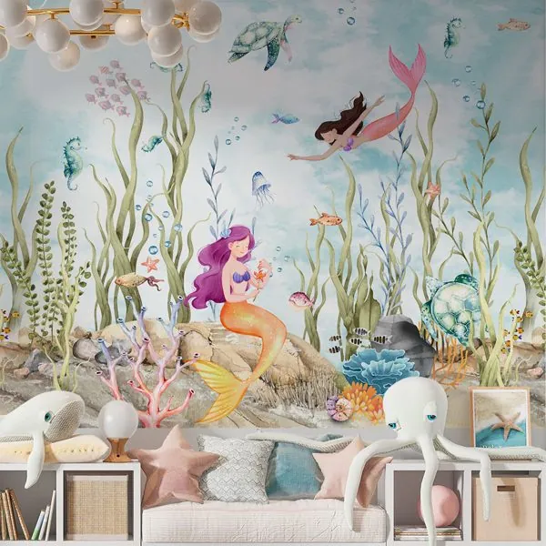 Fundo do Mar Sereia — ambiente com o papel de parede aplicado