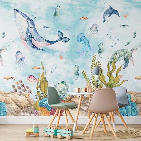 Fundo do Mar — ambiente com o papel de parede aplicado