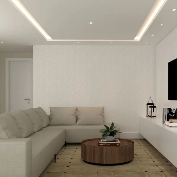 Geometric Chains Areia — ambiente com o papel de parede aplicado