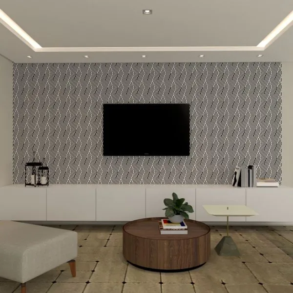 Geometric Chains Preto — ambiente com o papel de parede aplicado