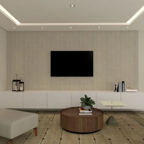 Geometrico Gold Marrom — ambiente com o papel de parede aplicado