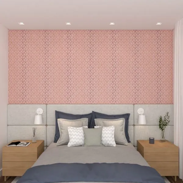 Geometrico Gold Rose — ambiente com o papel de parede aplicado