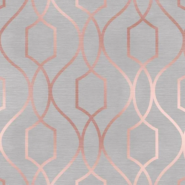 Geométrico Metalizado Rose Gold e Cinza — estampa do papel de parede