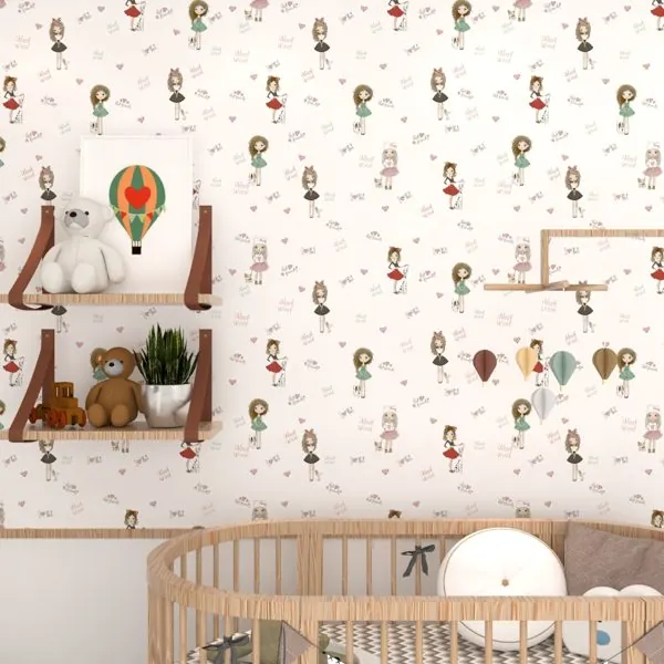 Girls and Dogs — ambiente com o papel de parede aplicado