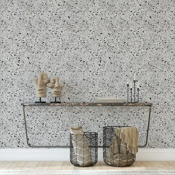 Granilite Branco — ambiente com o papel de parede aplicado