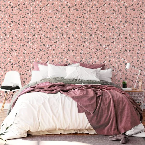 Granilite Rosa — ambiente com o papel de parede aplicado