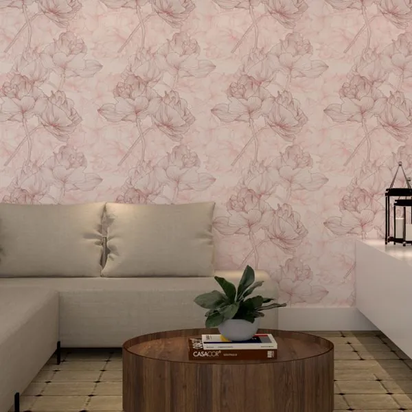 Harmony Rose — ambiente com o papel de parede aplicado