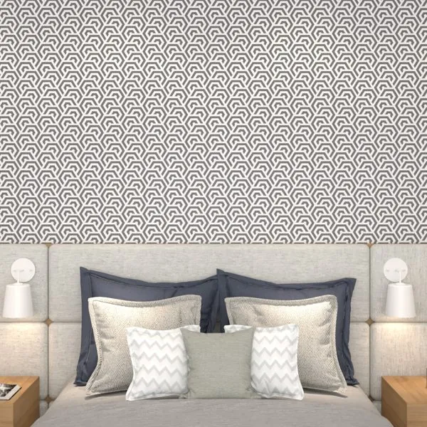 Hexagono Abstrato Marrom — ambiente com o papel de parede aplicado