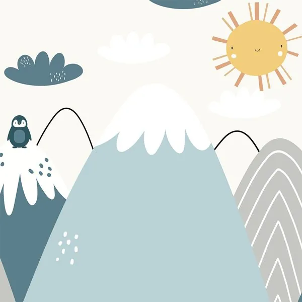 Infantil Montanhas com Neve — estampa do papel de parede