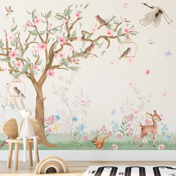 Jardim Encantado — ambiente com o papel de parede aplicado