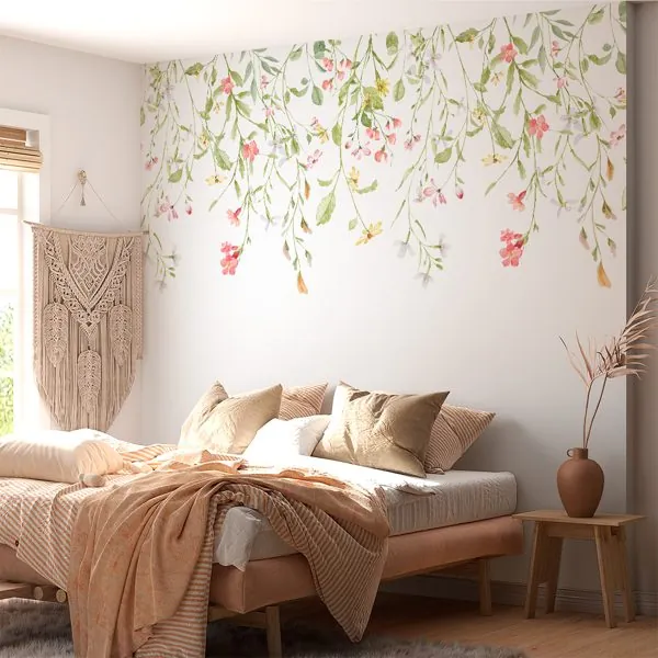 Jardim Suspenso Floral — ambiente com o papel de parede aplicado